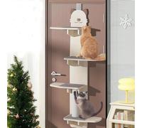Over The Door Cat Climber Shelf, Multi-Level Hanging Ladder with Removable Soft Mat for Indoor Cats Play and Rest