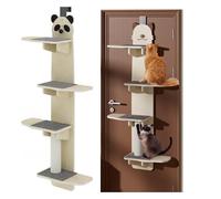 Over the Door Cat Tree,Vertical Cat Climber Shelf 59/67 Inch Door Hanging Cats Condo with Scratch Post Multi-Level Cats Perch for Scratching Climbing Space-Saving Pet Tower (C2,67in)