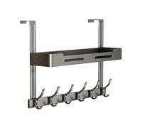 Over The Door Clothes Rack 2-Layer Heavy Duty No Organizer | No-drill 2-layer Door Rack Featuring 6 Hooks And A Hanger. Rustproof Heavy-duty Storage For Bedroom, Bathroom, Or Closet Door