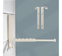 Over The Door Drying Rack for Clothes with 2 Door Hooks, All Metal Retractable Hanging Hook, Thickness Adjustable, Portable, Lightweight,Space-saving, Fold Away Clothes Rails for Laundry (Ivory White)
