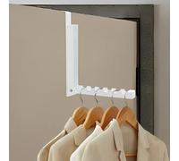 Over The Door Drying Rack, Modern Bathroom Towel Rack Holder with 6 Slots, Folding Indoor Clothes Airer Dryer No-Drilling, Space Saver, Portable Hanging Hook Racks for Hats Scarf Closet