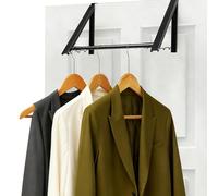 Over The Door Hanger, Foldable Over The Door Drying Rack with 20"-32" Expandable Width, Space Saving Doors Clothes Hanger for Laundry, Bathroom, Apartment, Fits Doors up to 1-1/4”, Metal, Black