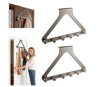 Over The Door Hanger Organizer, No-Drill Heavy-Duty Metal Rack with 6 Hooks, Tool-Free Storage for Coats, Bags & Towels, Renter-Friendly Door Hook for Bedroom, Bathroom, Apartment (02)