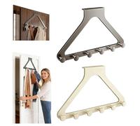 Over The Door Hanger Organizer, No-Drill Heavy-Duty Metal Rack with 6 Hooks, Tool-Free Storage for Coats, Bags & Towels, Renter-Friendly Door Hook for Bedroom, Bathroom, Apartment (05)