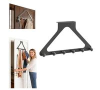 Over The Door Hanger Organizer, No-Drill Heavy-Duty Metal Rack with 6 Hooks, Tool-Free Storage for Coats, Bags & Towels, Renter-Friendly Door Hook for Bedroom, Bathroom, Apartment (01)