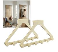 Over the Door Hanger Rack, Over Door Organizer Bathroom Metal, Heavy Duty 6-Hook Racks, No Drill Space Saving, for Coat Hat Scarf Towels, for Bedroom and Entryway (2 Cream)