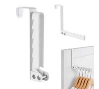 Over the Door Hangers for Clothes White Overdoor Hook Hanger Foldable Drying Rack with 5 Grooves Portable No Drill Door Clothes Storage Folding Hangers for Towel Sock Coat Jacket Clothes