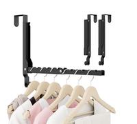 Over The Door Hangers, Over Door Hooks for Hanging, Small Space Dual Folding Portable Over Door Clothes Hanger for Clothes, Hats, Bags and Towels (2Pack,Black(Update))