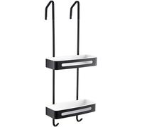 Over-the-Door Hanging Shower Caddy No Drill Adhesive Organizer with Hooks Waterproof Rustproof 304 Stainless Steel Shelves for Bathroom & Toilet Black Shower Storage Solution