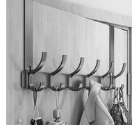 Over The Door Hook with 12 Hooks, Heavy Duty 20kg, No Drilling Over Door Hanger, Rust Resistant Aluminium Door Hook Rack, Space Saving Coat & Towel Rack for Bathroom, Bedroom, Kitchen, Grey