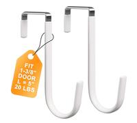 Over The Door Hooks 2 Pack - Heavy Duty Door Hanger Hooks for Hanging Towels, Bags, Robes, Clothes - No Drilling Over Door Hook, Dorm Essentials, Towel Racks for Bathroom, Bedroom, Closet