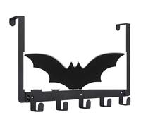 Over The Door Hooks Bat Wall Decor Halloween Gothic Shelves Over The Door Hanger with 5 Hooks Wall Mounted Towel Rack for Hat, Coat, Purse, Key & More