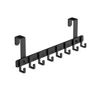 Over The Door Hooks - Heavy Duty Door Hanger, Space-Saving Multi Hook Rack, Stable Load-Bearing Organizer for Coats, Towels & Bags, Bedroom, Bathroom, Dorm, or Office, Black