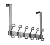 Over The Door Hooks - Home Storage Hanging Bracket, Space Saving Rack Metal Door Hook, Hanger with Non Slip Rubber, 15 Hooks with Wire Mesh Basket Storage Rack for Bathroom, Kitchen, Bedroom