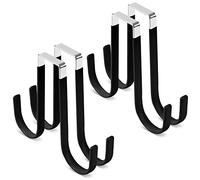 Over The Door Hooks, Soft Rubber Prevent Scratches Door Hangers Hooks for Bathroom, Living Room, Bedroom, and Kitchen Hanging Clothes, Towels, Shoe Bag, Hats, Coats, Bags, etc. (Black, 4 Pack)