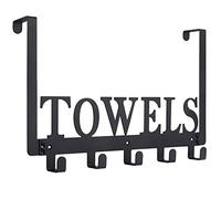 Over The Door Hooks - Towel Holder for Bathroom, Bedroom, Kitchen & Pool - Sandblasted Black Metal Wall Mount