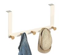 Over The Door Hooks | Towel Rack Hanger with 5 Tri Hooks - No Assembly Required, Heavy Duty Over The Door Towel Rack Coat for Hangings Clothes, Towels, Hats, Coats, Bags