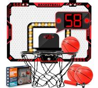 Over-The-Door Mini Basketball Hoop Indoor with LED Lights, Electronic Scoreboard & Cheering Sounds - Interactive Basketball Hoop for Boys, Teens & Kids Ages 6-12