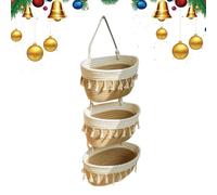 Over The Door Organiser, 3 Levels, Hanging Basket Made of Woven Cotton, Space-Saving Organiser for Washroom, Wardrobe, Entrance, Bedroom, Apartment, Student Dorm