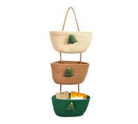 Over The Door Organizer Hanging Basket, 3-Tier Fabric Wall Mounted Hanging Organizers Small Woven Baskets Pouches for Bathroom Bedroom Playroom