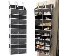 Over The Door Organizer Large Capacity Closet Door Hanging Organizer with 10 Big Pockets and 10 Mesh Pockets Hanging Storage Cloth Bags for Kitchen Bedroom Nursery Behind Door Storage Hangers (Gray)