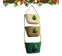 Over the Door Organizer with 3 Layers, Woven Cotton Hanging Basket - Boho Style Organizer for Lobby Apartment Bedroom Room Laundry Room Bathroom Kitchen Room