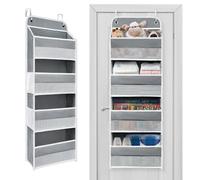 Over The Door Organizer with 4 Large Transparent Mesh Pockets 4 Side Mesh Pockets, 44lb Weight Capacity Hanging Storage Organizer, Suitable for Storing Toys, Shoes, Towels and Other Sundries, 4 Layers