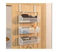 Over The Door Pantry Organizer with 1-3 Wire Baskets 4 Hooks, The,Behind The Storage for Cabinet(26x12x49.2+20.5cm)