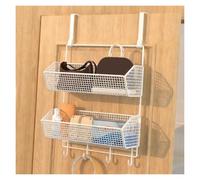 Over The Door Pantry Organizer with Wire Baskets and Hooks, Storage Solution for Cabinets, Back of Door Organizer, Space-Saving Design, Multi-Functional