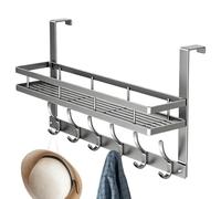 Over The Door Storage Organizer with Basket and Hooks Carbon Steel Rack