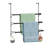Over-the-Door Towel Rack - 3 Tier Hanging Expandable for Towels and Clothing - Black