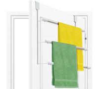 Over The Door Towel Racks, No-Drill Behind Door Organizer, 3-Tier Anti-Rust Metal Towel Holder, Bathroom Bedroom Room Door Hanger Towel Bar for Hanging, Drying, Space Saver