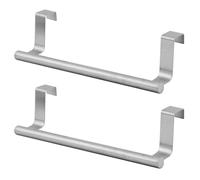 Over the Door Towel Rail, Stainless Steel Tea Towel Holder Over Cupboard Towels Rail 2 Pack Kitchen & Bathroom Hanging Towels Bar(COLOR:Silver)