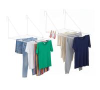 caprican Pack of 2 Over-the-Door Utility Clothes Airer - 7m Folding Indoor Dryer Rack | Heavy Duty White Metal Laundry Airer for Towels, Caravan, Balcony, Bathroom or Window Use (2)