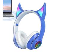 Over The Ear Wireless Headphones,Devil Cat Ear Cordless Headphones | Lightweight, Sports With Colorful Breathing Lights For Playing Games