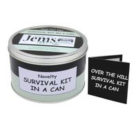 Over The Hill Survival Kit in a Can - Funny Birthday Gift for Men or Women - Humorous Getting Older Present & Novelty Keepsake for 40th, 50th, 60th or Retirement (Black/Mint)