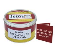 Over The Hill Survival Kit in a Tin - Funny Birthday Gift for Men or Women - Humorous Getting Older Present & Novelty Keepsake for 40th, 50th, 60th or Retirement (Red/Yellow)
