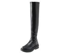 Over The Knee Boots fof Women UK Solid Color Thick Heel Stretch Patent Leather Long Boots Ladies Winter Autumn Fashion Footwear Anti Slip PU Boot Shoes
