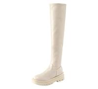 Over The Knee Boots fof Women UK Solid Color Thick Heel Stretch Patent Leather Long Boots Ladies Winter Autumn Fashion Footwear Anti Slip PU Boot Shoes