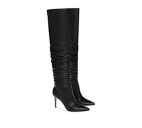 Over The Knee Boots for Women with Stiletto Heel and Pointed Toe Design Classic Leather Boots Sexy Folds Tall Booties Pull-on Long Boot Fashion Dressy Winter Shoes,Black,8.5 UK
