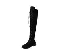 Over The Knee Boots Women Sexy Comfortable Thigh High Boot Stylish Zipper Low Chunky Heel Lace Up Stretch Biker Boots Outdoor Party