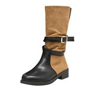 Over The Knee Cowboy Boots Mid Range Boots Autumn Plus Size Belt Buckle Boots Leather Boots for Women Uk (Khaki, 5)