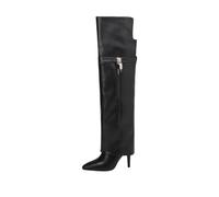 Over-The-Knee Fashion Boots With A Round And Mid-Heel Crafted With An Artificial Wool Suede For A Warm And Stylish Footwear Choice