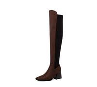 Over-The-Knee Suede Fashion Boots, Chunky Heel, Square Toe, Nightclub & Catwalk Suitable, Plus Size High Heels for Pole Dancing