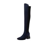 Over-The-Knee Suede Fashion Boots, Chunky Heel, Square Toe, Nightclub & Catwalk Suitable, Plus Size High Heels for Pole Dancing