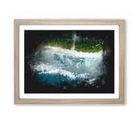 Over The Maldives Paint Splash Modern Art Framed Print | A3 Oak Framed Wall Art | Ready to Hang | Modern Nature Picture | Living Room Bedroom Lounge Office