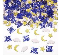 Over The Moon Baby Shower Confetti Decorations - Star, Cloud and Moon Paper Confetti for Twinkle Twinkle Little Star Outer Space Baby Shower 1st Birthday Party Supplies