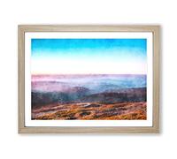 Over The Mountains In Poland Painting Modern Art Framed Print | A3 Oak Framed Wall Art | Ready to Hang | Modern Landscape Picture | Living Room Bedroom Lounge Office