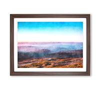 Over The Mountains In Poland Painting Modern Art Framed Print | A3 Walnut Framed Wall Art | Ready to Hang | Modern Landscape Picture | Living Room Bedroom Lounge Office
