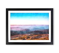 Over The Mountains In Poland Painting Modern Art Framed Print | A4 Black Framed Wall Art | Ready to Hang | Modern Landscape Picture | Living Room Bedroom Lounge Office